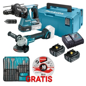 Werkteh Makita TOP SET 2 DGA504RTJ + DHR243Z aku set 18V u koferu, 2x baterije, punjač