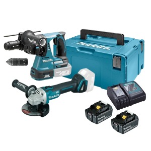 Werkteh Makita TOP SET 2 DGA504RTJ + DHR243Z aku set 18V u koferu, 2x baterije, punjač