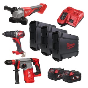 Werkteh Milwaukee TOP SET 1 set aku alata 18V u 3x kofer, 3x alat, 2x baterija, punjač